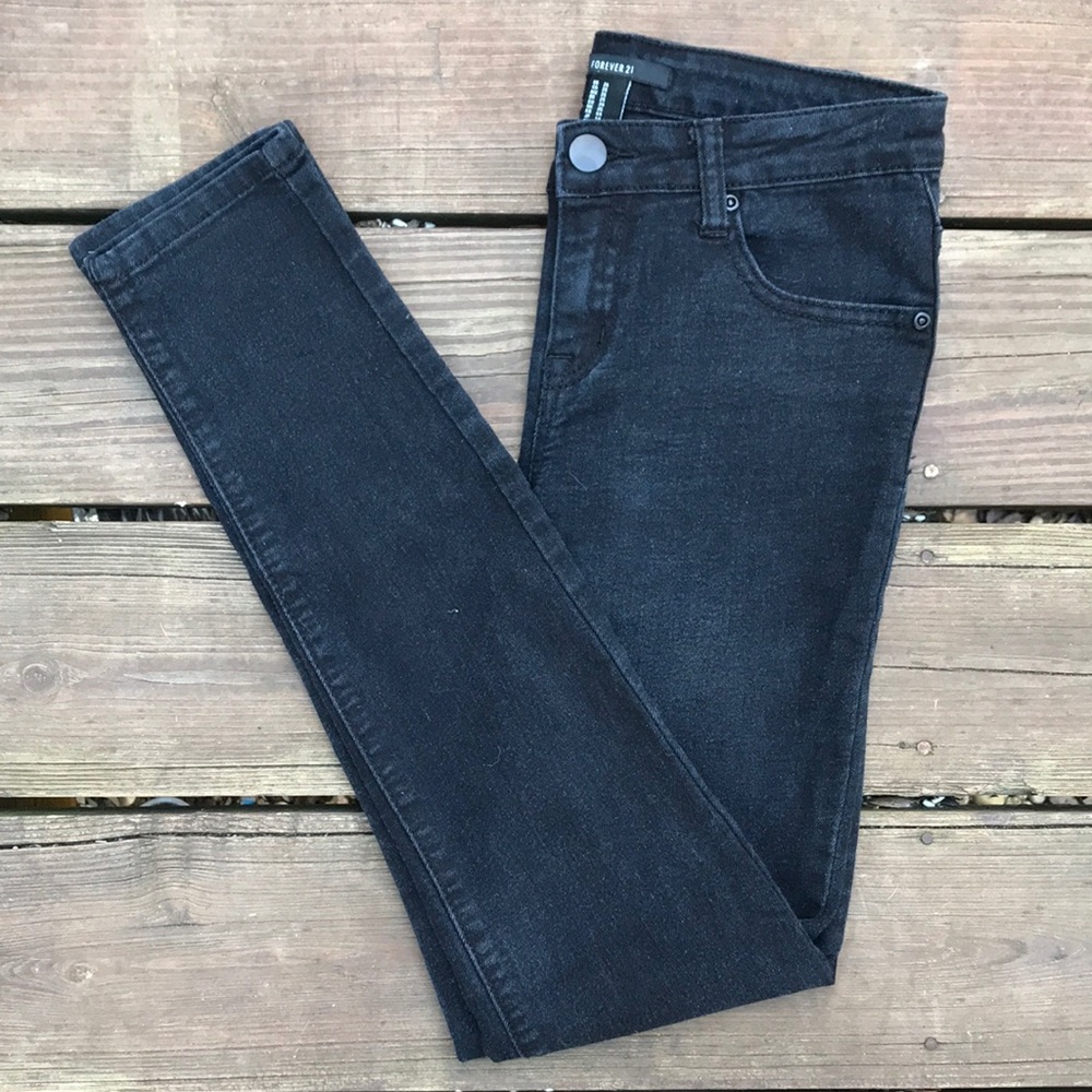 Off-Black Mid-Rise Skinny Jeans